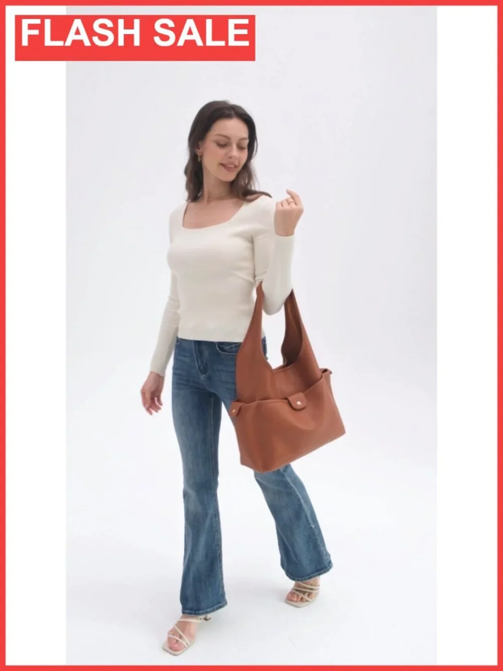 Soft Faux Leather Hobo Shoulder Bag Multi-Pocket Everyday Purse
